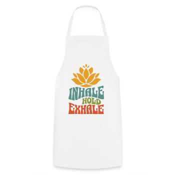 Namaste Lotus Flower Boho Vintage Yoga Meditation - Cooking Apron - white - Front - AI Model Male 185 dark (185cm)