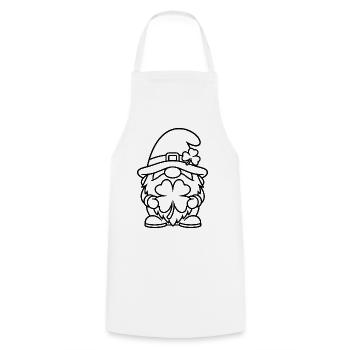 Nain mignon au trèfle porte-bonheur - Tablier de cuisine - blanc - Devant - AI Model Male 185 dark (185cm)