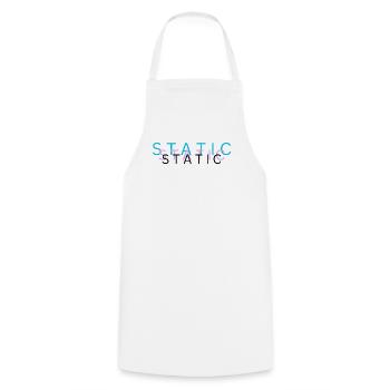 Static – Minimalistisches Glitch Typografie Design - Kochschürze - Weiß - Vorne - AI Model Male 185 dark (185cm)