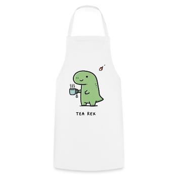 Kleiner Dino mit Kaffee - Kochschürze - Weiß - Vorne - AI Model Male 185 dark (185cm)