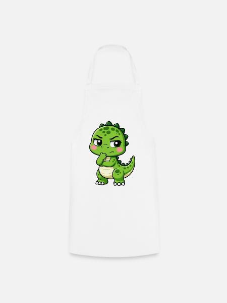 T Rex Nachdenklich Süßer Cartoon - Kochschürze - Weiß