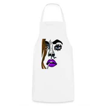 Intensives Model Lippenporträt Neonfarben - Kochschürze - Weiß - Vorne - AI Model Male 185 dark (185cm)