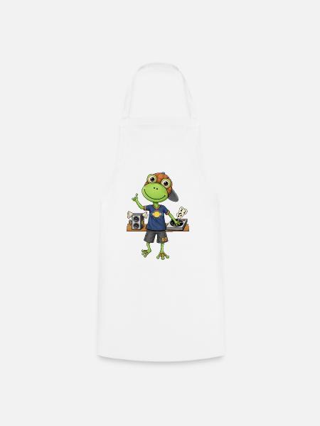 Frosch DJ Beats und  Musik - Kochschürze - Weiß