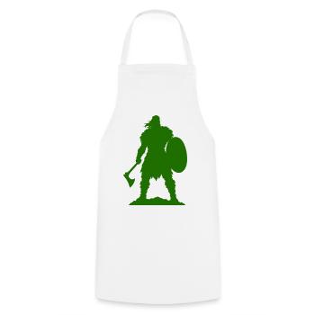 Wikinger Krieger Silhouette - Kochschürze - Weiß - Vorne - AI Model Male 185 dark (185cm)