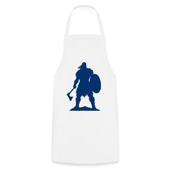 Wikinger Kämpfer Silhouette - Kochschürze - Weiß - Vorne - AI Model Male 185 dark (185cm)
