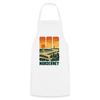 Norderney Sonnenuntergang - Kochschürze - Weiß - Vorne - AI Model Male 185 dark (185cm)