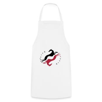 Lévriers tête-bêche - Tablier de cuisine - blanc - Devant - AI Model Male 185 dark (185cm)