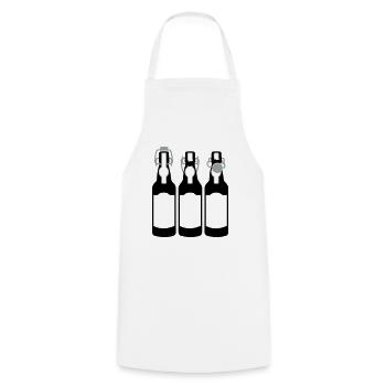 3 Bierflaschen / 3 beer bottles (c, 3c) - Kochschürze - Weiß - Vorne - AI Model Male 185 dark (185cm)