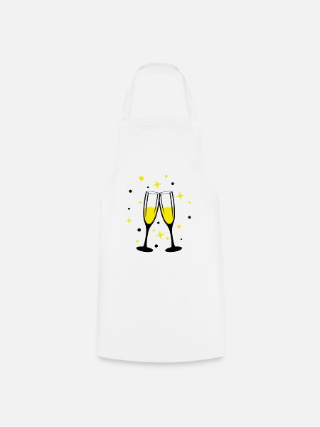sekt anstossen - Kochschürze - Weiß