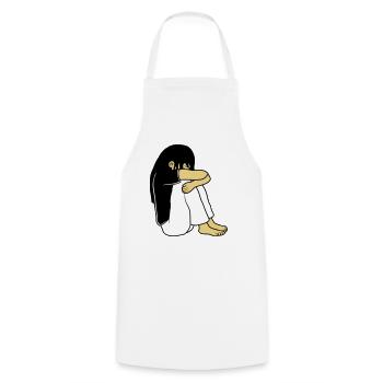 Sad sitting girl - Cooking Apron - white - Front - AI Model Male 185 dark (185cm)