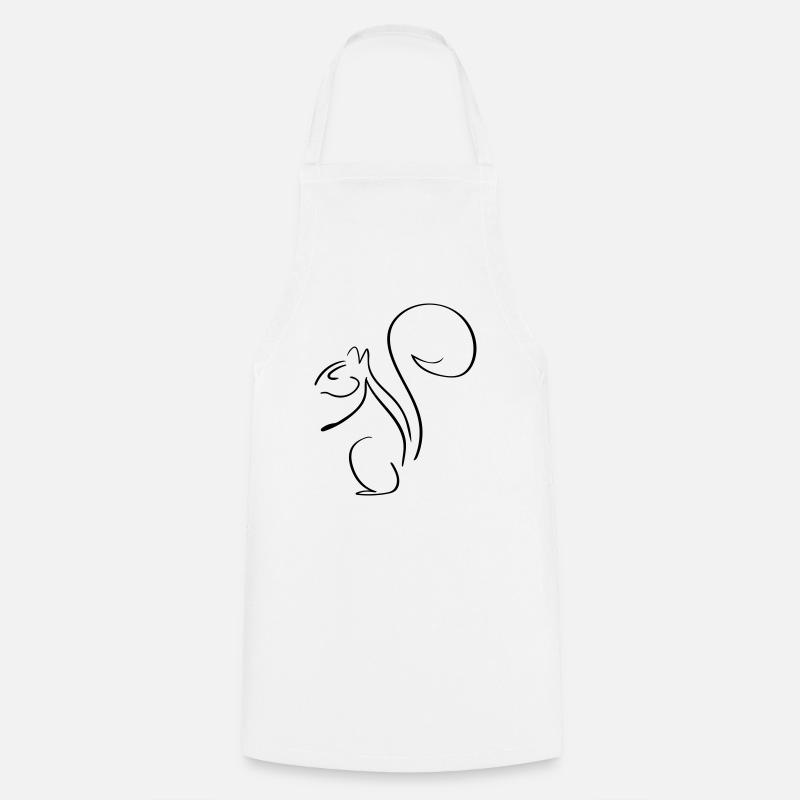 Eichhörnchen Line Art - Minimalistisch - Kochschürze - Weiß