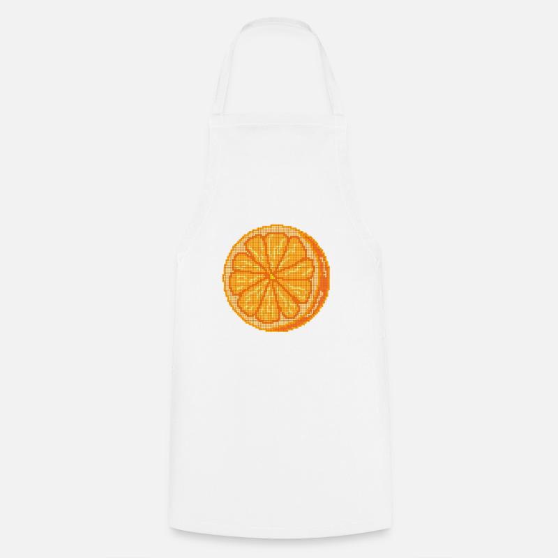 Orange fruit pixelated - Cooking Apron - white
