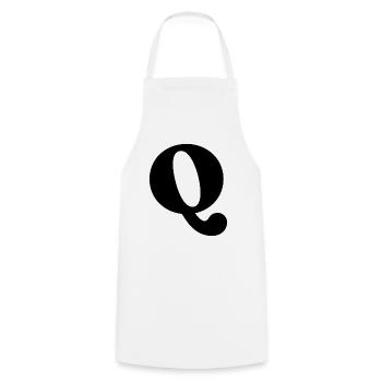 Letter Q - Cooking Apron - white - Front - AI Model Male 185 dark (185cm)