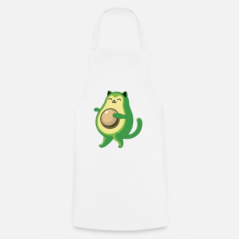 Avocado Cat - Combine Fruit Flavored Felines - Cooking Apron - white