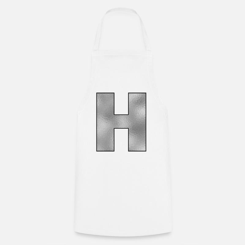 Letter H Silver - Cooking Apron - white