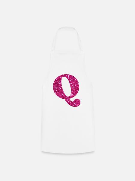 Buchstabe q rosa Glitzer - Kochschürze - Weiß