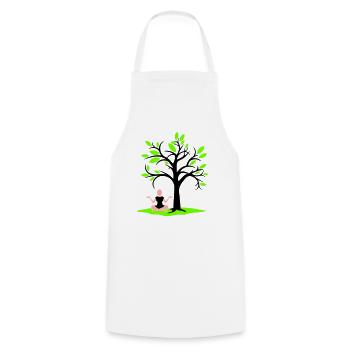 Méditation Sous l’arbre Forêt Transe Femme Médite - Tablier de cuisine - blanc - Devant - AI Model Male 185 dark (185cm)