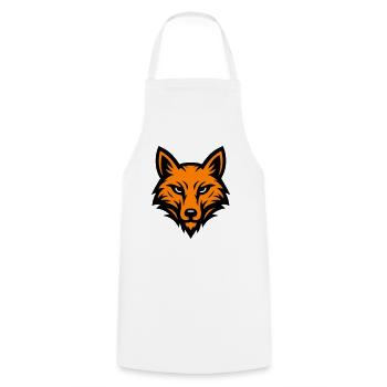 Fox Head - Cooking Apron - white - Front - AI Model Male 185 dark (185cm)