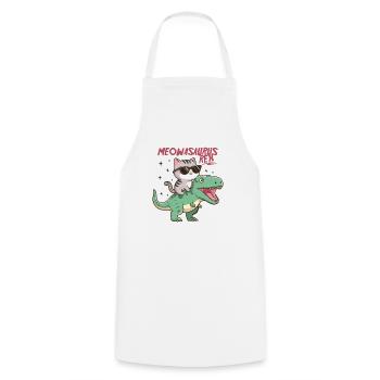 Cool Kitten on T-Rex Funny Dinosaur Trend - Cooking Apron - white - Front - AI Model Male 185 dark (185cm)