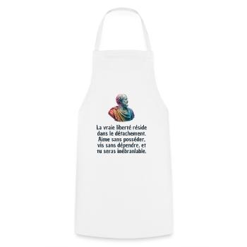 T-shirts Stoïcisme : L'inspiration à portée de soi - Tablier de cuisine - blanc - Devant - AI Model Male 185 dark (185cm)