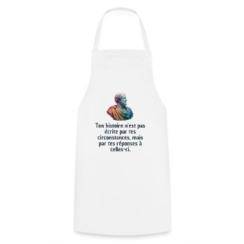 T-shirts Stoïcisme : L'inspiration à portée de soi - Tablier de cuisine - blanc - Devant - AI Model Male 185 dark (185cm)
