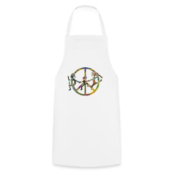 Kokopelli Family in Peace Sign Design 2 - Kochschürze - Weiß - Vorne - AI Model Male 185 dark (185cm)