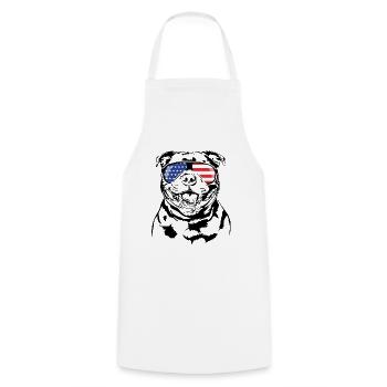 STAFFORDSHIRE BULL TERRIER America Flag Dogs - Cooking Apron - white - Front - AI Model Male 185 dark (185cm)