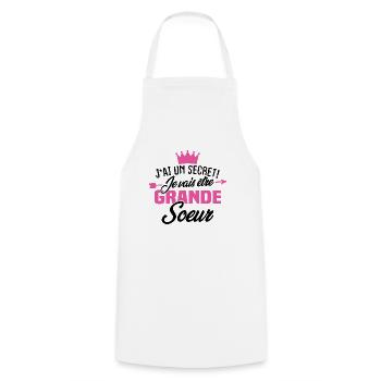 J'ai un secret je vais être grande sœur - Tablier de cuisine - blanc - Devant - AI Model Male 185 dark (185cm)