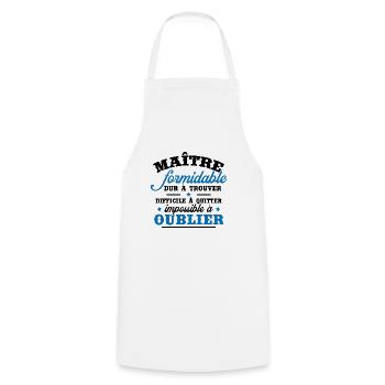 Merci maitresse formidable, Cadeau maîtresse école - Tablier de cuisine - blanc - Devant - AI Model Male 185 dark (185cm)