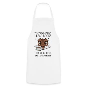 Ich lese Bücher, trinke Kaffee und meide Menschen - Kochschürze - Weiß - Vorne - AI Model Male 185 dark (185cm)