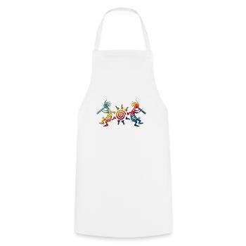 Native American Kokopelli Duo With Sun 2 - Cooking Apron - white - Front - AI Model Male 185 dark (185cm)