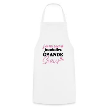 J'ai un secret je vais être grande sœur - Tablier de cuisine - blanc - Devant - AI Model Male 185 dark (185cm)