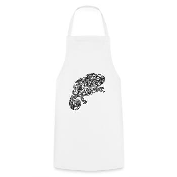 Motif caméléon Mandala - Tablier de cuisine - blanc - Devant - AI Model Male 185 dark (185cm)