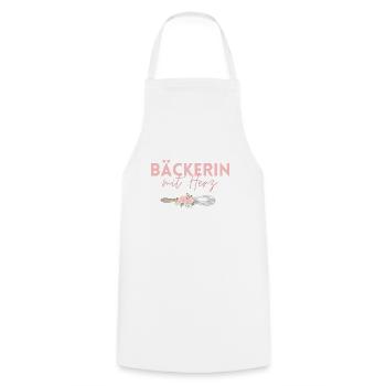 Bäckerin mit Herz! - Kochschürze - Weiß - Vorne - AI Model Male 185 dark (185cm)