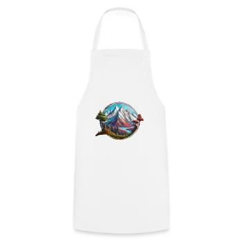 Mountain / Alps / Summit / Nature / Forest / Rock - Cooking Apron - white - Front - AI Model Male 185 dark (185cm)