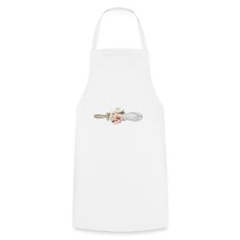 Whisk & flowers, customisable - Cooking Apron - white - Front - AI Model Male 185 dark (185cm)