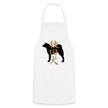 Akita and Akita inu kanji - Cooking Apron - white - Front - AI Model Male 185 dark (185cm)