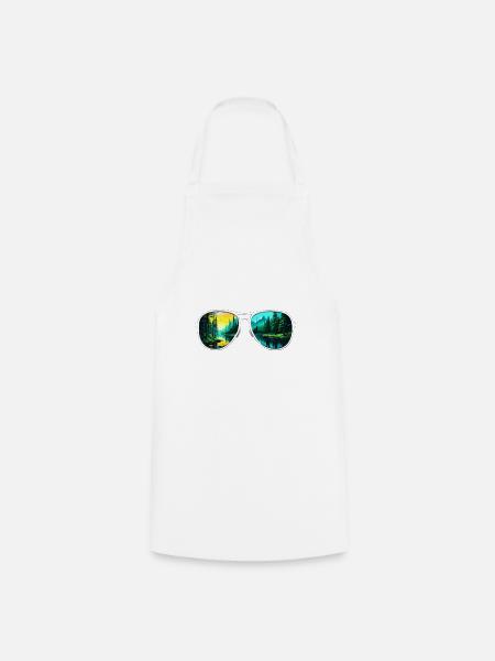 Sonnenbrille / Reflektion / Wald / Spiegelung - Kochschürze - Weiß