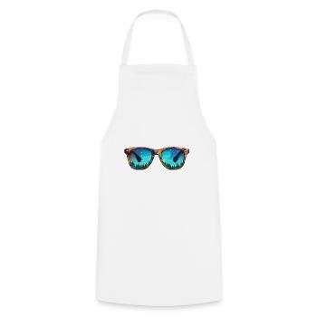 Sonnenbrille / Reflektion / Wald / Spiegelung - Kochschürze - Weiß - Vorne - AI Model Male 185 dark (185cm)