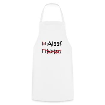 Alaaf, Helau, Cologne, Dusseldorf, Carnival (black) - Cooking Apron - white - Front - AI Model Male 185 dark (185cm)