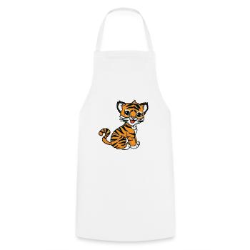 Tiger Dschungel Großkatze Wildkatze Kinder - Kochschürze - Weiß - Vorne - AI Model Male 185 dark (185cm)