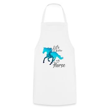 LA VIE EST MIEUX AVEC UN CHEVAL! - Tablier de cuisine - blanc - Devant - AI Model Male 185 dark (185cm)