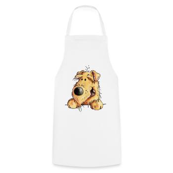 Drôle Airedale Terrier - Chien - Cadeau - Tablier de cuisine - blanc - Devant - AI Model Male 185 dark (185cm)
