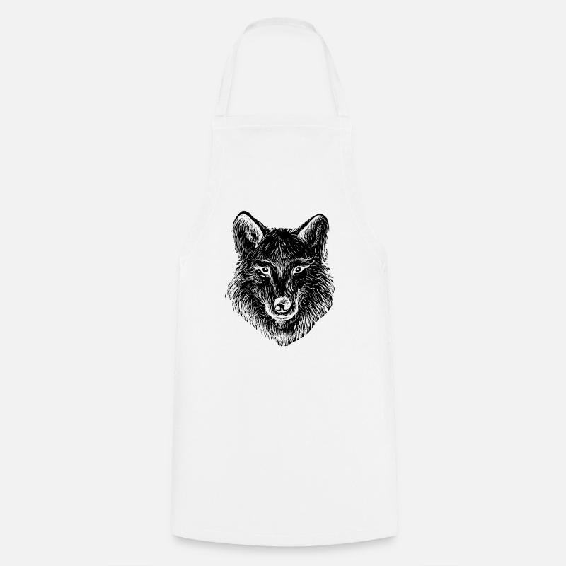 Wolf wolf head pack animal loner gift - Cooking Apron - white