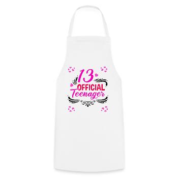 13 Official Teenagers – 13 Years Birthday Girl - Cooking Apron - white - Front - AI Model Male 185 dark (185cm)