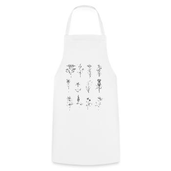 Wildblumen Line Art - Kochschürze - Weiß - Vorne - AI Model Male 185 dark (185cm)