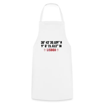 Lisboa Municipal Stamp - Lisbon Coordinates - Cooking Apron - white - Front - AI Model Male 185 dark (185cm)