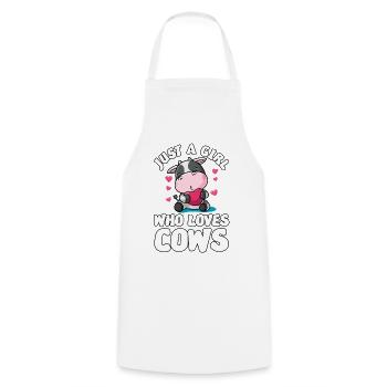 Cow Shirt Cow Love sweet for girls - Cooking Apron - white - Front - AI Model Male 185 dark (185cm)
