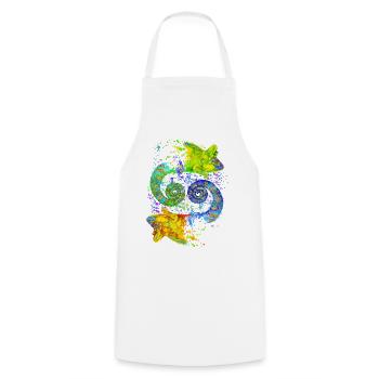 Farbenfrohes Yin-Yang-Chamäleon – Harmonie - Kochschürze - Weiß - Vorne - AI Model Male 185 dark (185cm)