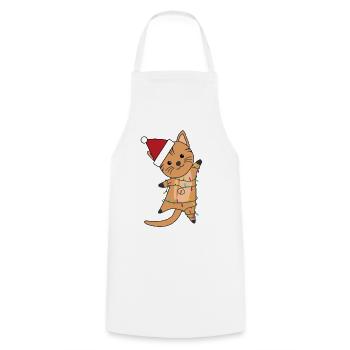 Cat fur nose Christmas fairy lights cute animals - Cooking Apron - white - Front - AI Model Male 185 dark (185cm)